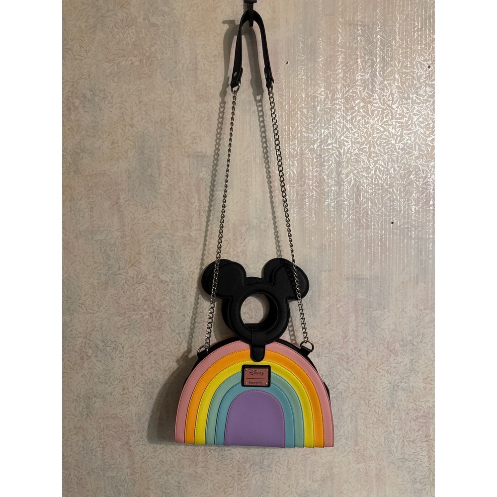 Disney Loungefly Mickey Mouse Rainbow Crossbody Bag Multi Color Handbag
